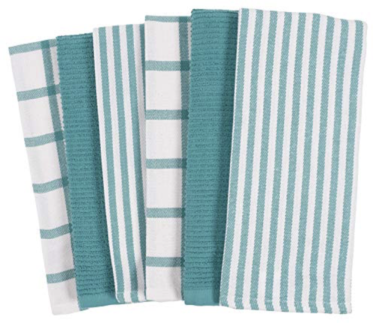 DecorRack 10 Kitchen Towels, 100% Cotton, 12 x 12 inches Dish Cloths, Teal  Green (Pack of 10)
