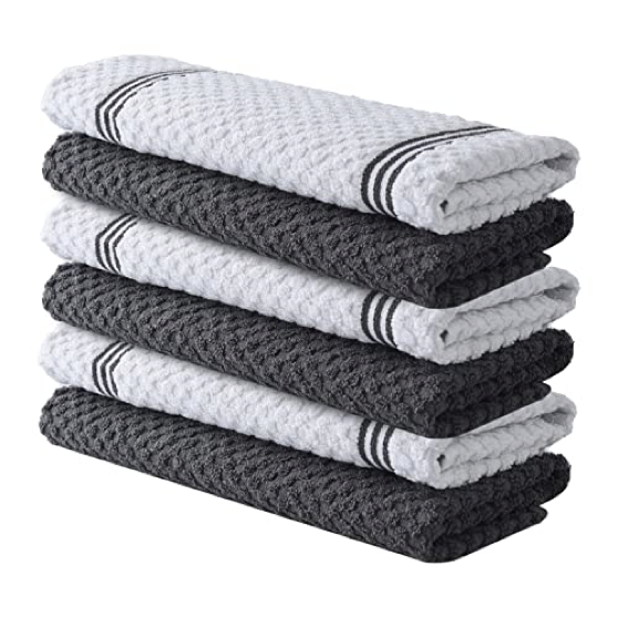  DecorRack 4 Large Kitchen Towels, 100% Cotton, 15 x 25